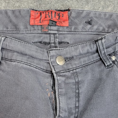 Tripp NYC Jeans Womens 12R Gray Gothic Grunge Y2K X-Stitch Back Zip Streetwear - Picture 11 of 13