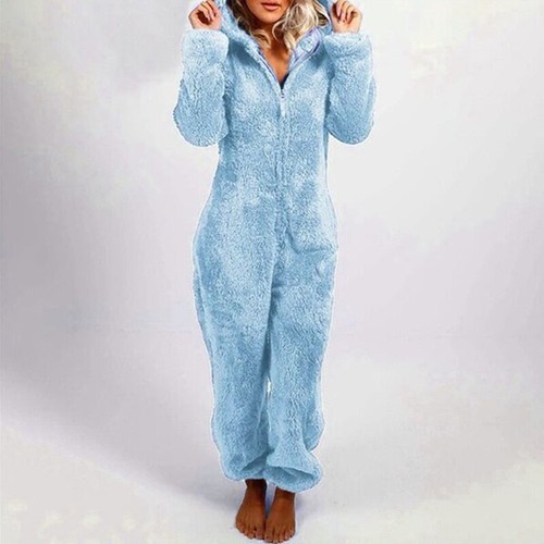 Womens 1Onesie Teddy Bear Fleece Pyjamas Fluffy All In One Jumpsuit Loungewear - Picture 21 of 95