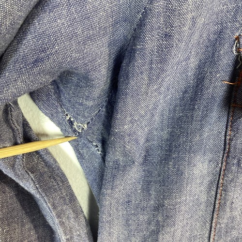 Vintage 70er Jahre Chambray Hemd Gr. M blau langarm bestickt - Bild 4 von 4