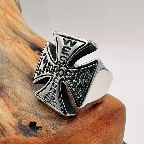 Cross Ring 316L Stainless Steel Jewelry Biker Punk Men Fashion Motorcycle Ring - Picture 15 of 24