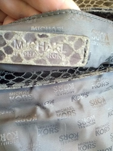 Michael Kors Silver gray Snake Print Leather Chain Handbag shoulder purse bag - Picture 5 of 6