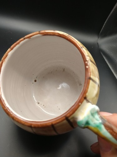 Vintage Italian Pottery Barrel Mug Hand Painted Folk Art Woman Flowers Italy  - Picture 10 of 10