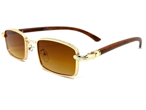 Mens CLASSY Elegant Sophisticated Modern Retro SUN GLASSES Gold Frame Honey Lens - Picture 4 of 6