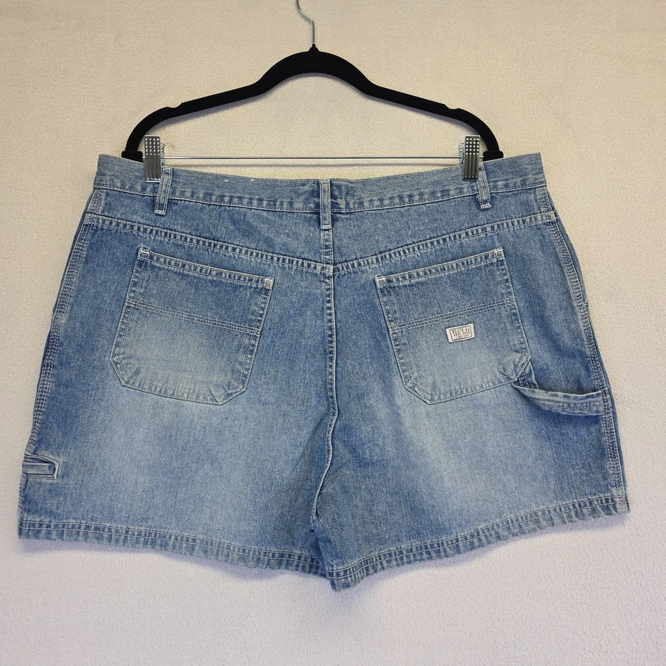 Pantalones Cortos Carpintero Route 66 Para Mujer 18 Y2K Novio Azul Tiro Alto Botón Mosca Foto 2 de 4