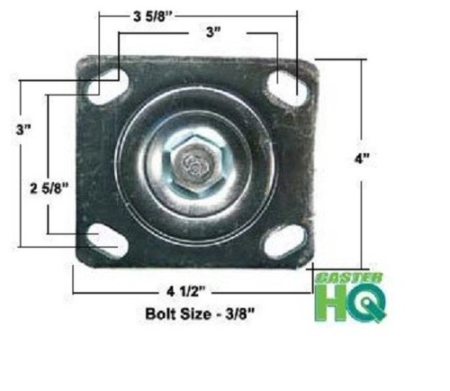 CasterHQ - 4" x 2" Stahlradrollen | 2 Lenkrollen mit Bremsen & 2 starre - Bild 4 von 4