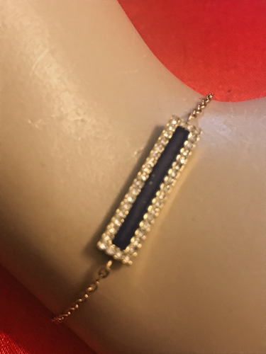 MICHAEL KORS GOLDTONE BRACELET WITH A DARK BLUE INLAY AND SHIMMERING CRYSTALS - Picture 4 of 8