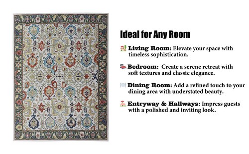 Colorromace Catherine Green Border Handtufted Wool Area Rug Traditional Design  - Picture 14 of 16