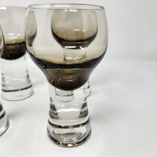 Set of 4 Vtg MCM midcentury drinking glass Caithness smokey - Picture 2 of 3