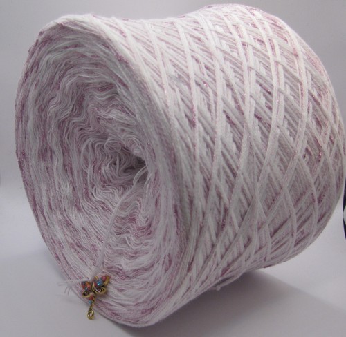 Lace Bobbel Weiß helles Pink Glitzer Noppengarn ( Grundpreis 1kg 70 Euro ) - Bild 3 von 4