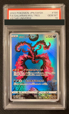 PSA 10 Galarian Moltres Pokemon Card 190 AR Vstar Universe