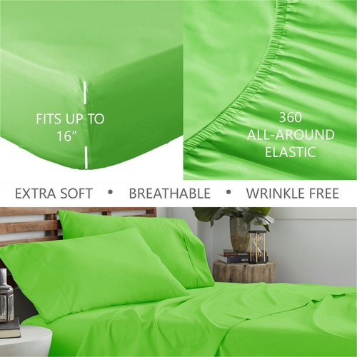 Deep Pocket 4 Piece Bed Sheet Set 1800 Series Microfiber Comfort Soft Breathable - Picture 39 of 84
