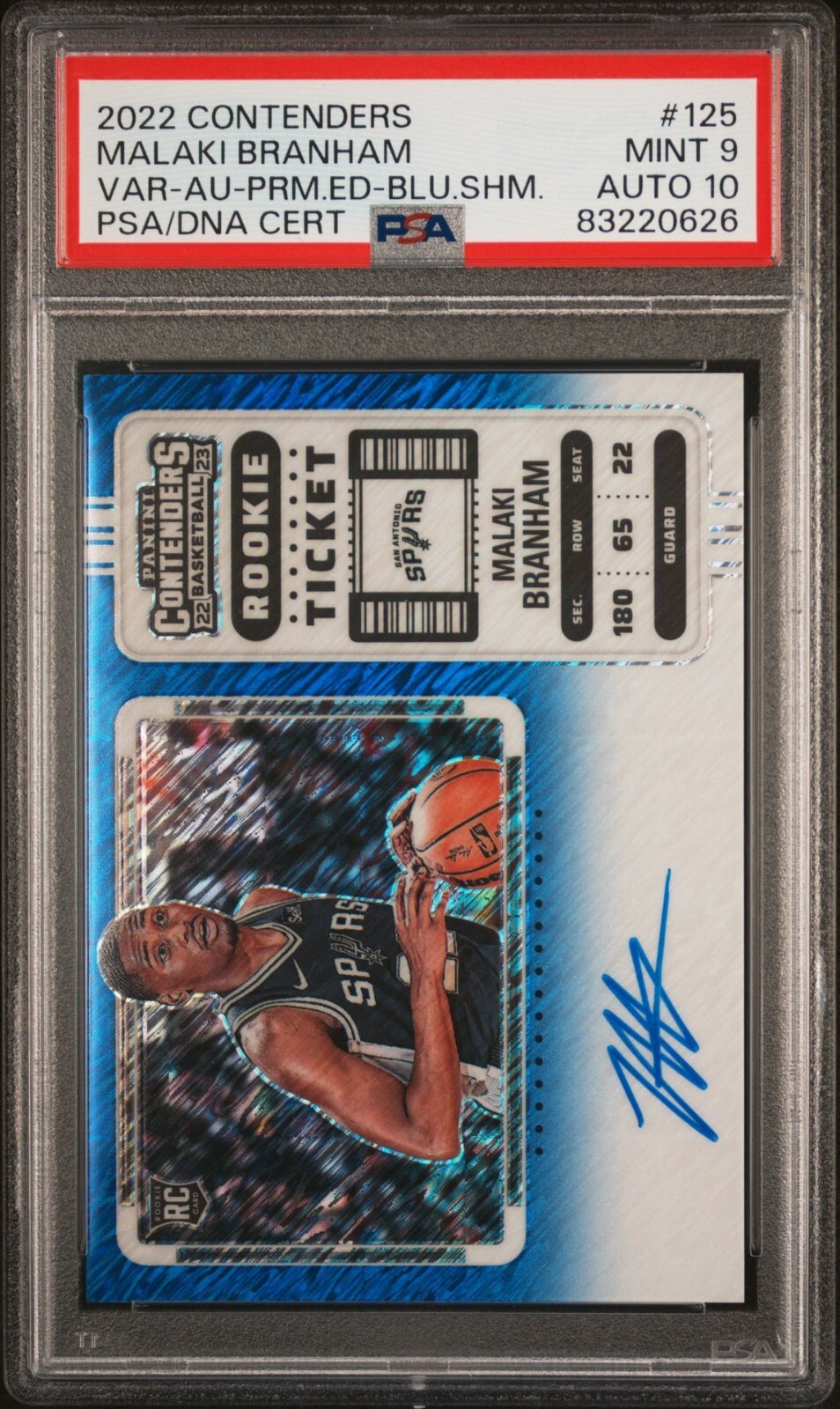 2022 PANINI CONTENDERS 125 MALAKI BRANHAM VARIATION-AUTOGRAPH-FOTL /21 PSA 9/10