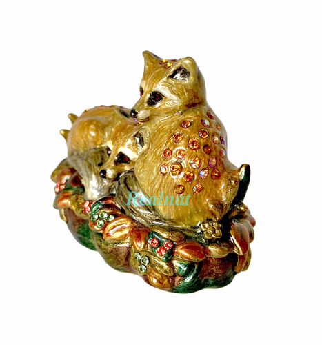 JAY STRONGWATER TWO FOX BABIES TRINKET BOX SWAROVSKI CRYSTALS NEW BOX JS SIGNED - Picture 3 of 9