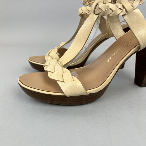 Juicy Couture Braided Leather Double Ankle Strap High Sandals Shoes US11 W UK9 - Picture 6 of 18