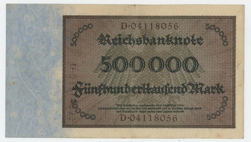 Germany 500000 Mark 1923 Pick 88.a VF+ Circulated Banknote - Picture 2 of 2