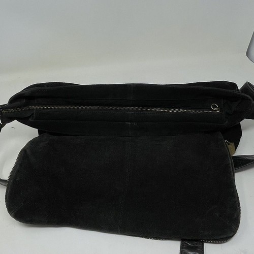 Dark Matter Leather and Suede Hobo Belt Messenger Bag Purse Black Moto - Picture 9 of 18