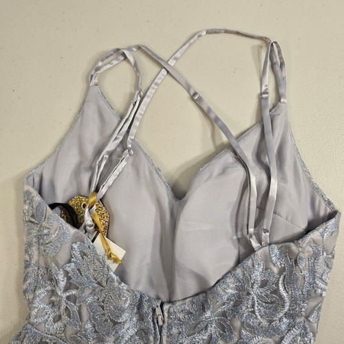 TLC Prom Juniors' Embroidered Gown Silver/Periwinkle Size 0 $149 - Picture 11 of 19
