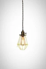 Vintage Industrial Cage Light - Economy Minimalist Bare Bulb Pendant Light