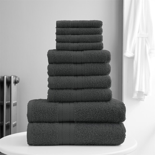 10 PCS TOWEL BALE SET 100% COMBED COTTON SOFT FACE HAND BATH BATHROOM TOWELS - Picture 94 of 106