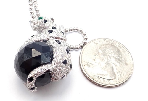 Panthere de Cartier Panther 18k Gold Diamond Emerald Onyx Pendant Necklace Paper - Picture 12 of 19