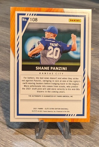 2021 Panini Elite Extra Edition Signatures Shane Panzini Auto #108 Royals - Picture 2 of 2