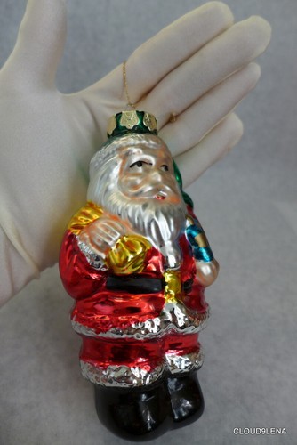 Weihnachtsmann mit Geschenken Vintage inspiriert Glas 6" groß Weihnachtsschmuck - Bild 1 von 12