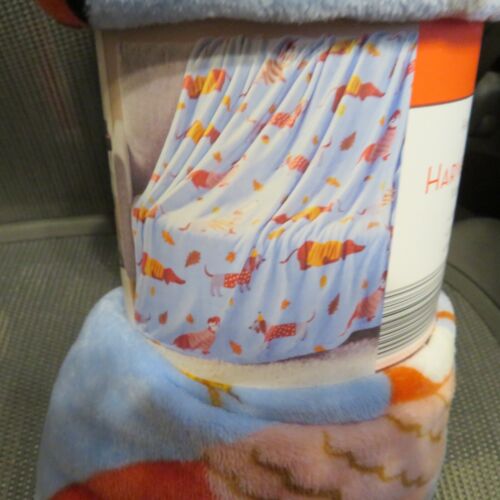 Fall Huntington Home Harvest Throw Dachshund Dogs Plush Blanket 50"X60" NWT - Picture 11 of 13