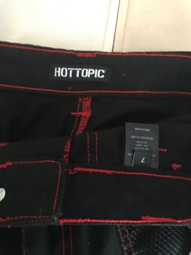 Hot Topic Girls Red & Black Grommet Suspender Wide Leg Pants Size 7 - Picture 3 of 3