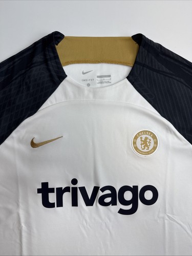 Nike Chelsea FC Football Soccer Trivago Jersey Dri-FIT White Men’s Large New - Picture 2 of 7