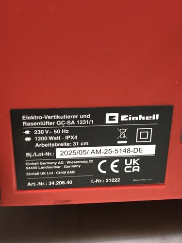 Einhell GC-SA 1231/1 Elektro-Vertikutierer (3420640) - Bild 8 von 10