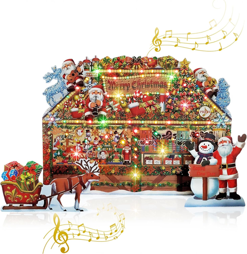 Iluminado Tienda de Regalos de Navidad Luces y Música Pop Up Tarjeta Reproduce 6 Navidad... - Imagen 7 de 10