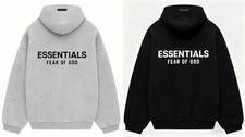 Fear of God Essentials Hoodie 2024 Black and Light Heather Gray XS-2XL Authentic