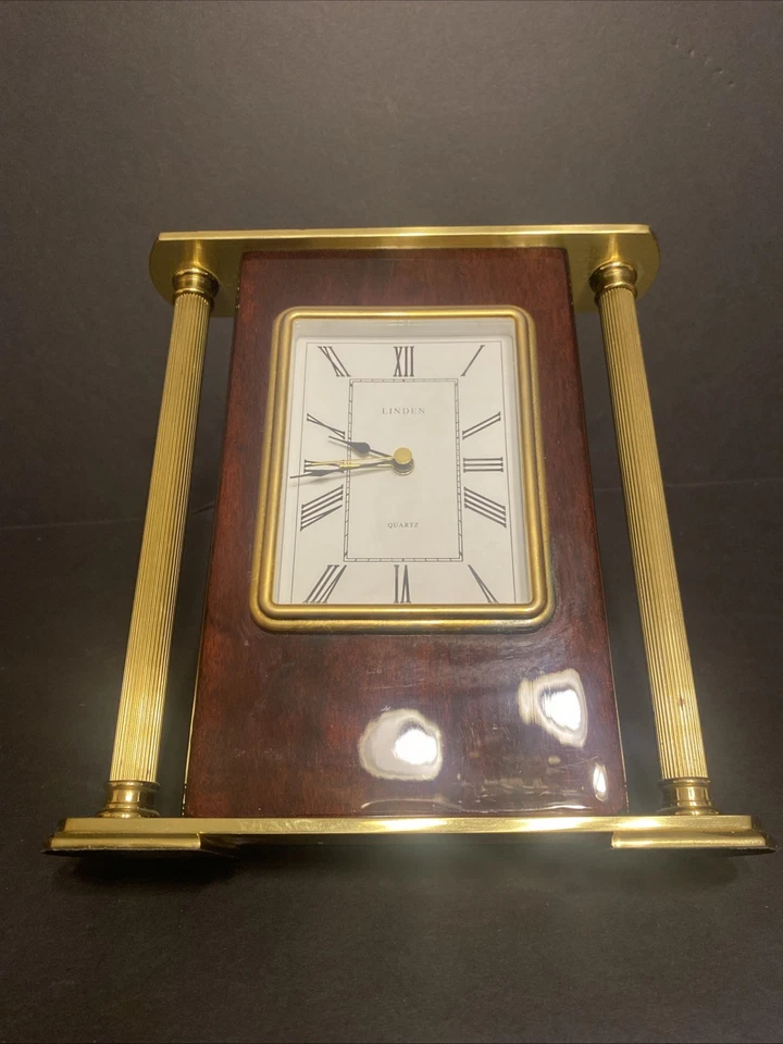 Reloj de Colección Linden Westminster Mantle Caoba y Latón - Alarma Usado en Excelente Condición Pesado Foto 4 de 4