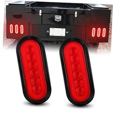 6" Oval Red LED Trailer Tail Lights 2PCS, Turn Stop Brake Trailer Lights 2 PCS
