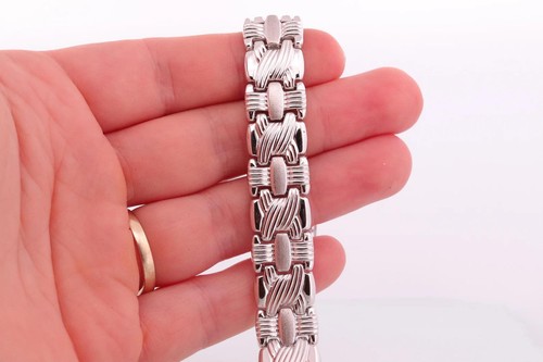 18k Woven Link Bracelet. 18k White Gold by RCI Braid Link bracelet. 23g 7.25in - Picture 3 of 9