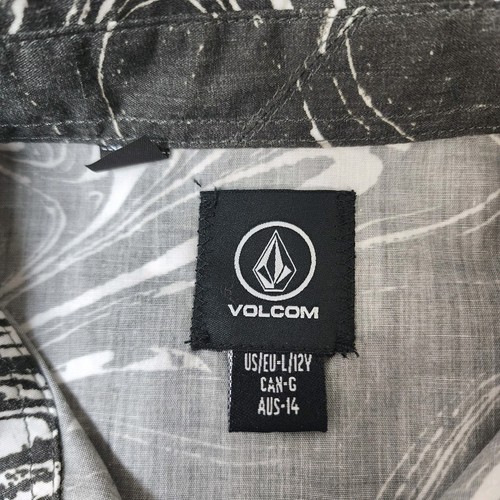 Volcom Button Down Shirt Boys L/12 Collared Abstract Print Skateboard Surf - Picture 9 of 13