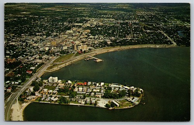 #ad FL Sarasota Bayfront Drive Golden Gate Point Aerial View Vintage Postcard $1.99