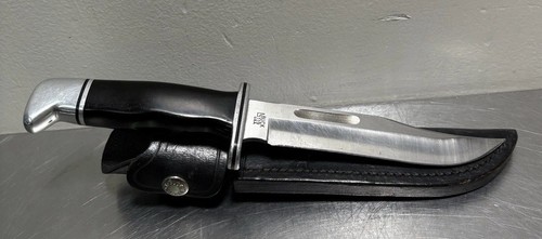 Buck 119 2005 Idaho State Stamped Fixed Blade Hunting Knife In Sheath - Silver