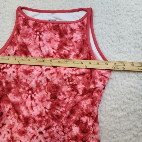 Columbia Titanium Sports Cropped Tank Top M Red Tie Dye Built Bra Fitted - Picture 3 of 10