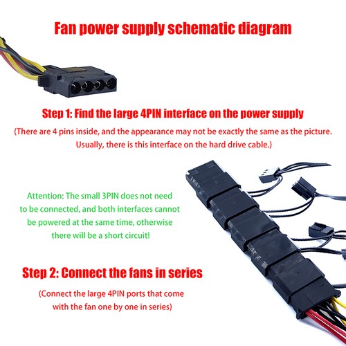 120mm PC Case Fan 12V Big 4p + 3p 1200rpm RGB Desktop Computer Heat Colorful Fan - Afbeelding 11 van 19