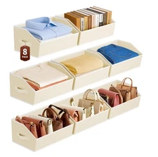 Homsorout Large Closet Organizers and Storage Bins - 8 Pack Trapezoid Storage...