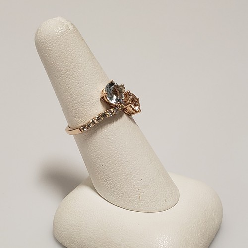 Le Vian 14k Rose Gold Morganite Aquamarine Diamond Bypass Ring Size 7 - Picture 4 of 13