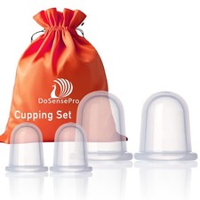 Silicone Cupping Therapy Set   4 Massage Cups 2 XL, 2 L   Pain Rel