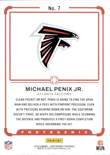 Michael Penix Jr - 2024 Panini Photogenic Football - Draft Snapshots #7 - Bild 2 von 2