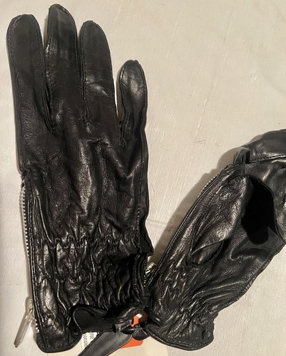 Wilson schwarze Lederhandschuhe mit Reißverschluss Damen S elastisches Handgelenk - Bild 2 von 12