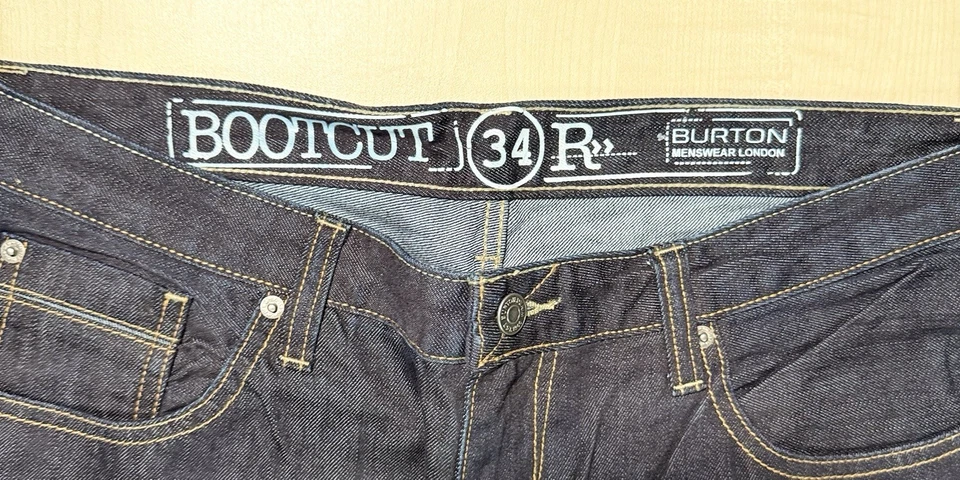 BURTONS  Menswear Bootcut Denim Jeans Navy W34 L32 — 第 3/4 张图片