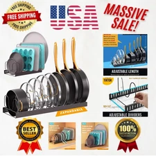 Elegant Adjustable Organizer for Pots, Pans, and Bakeware - 11 Dividers Included