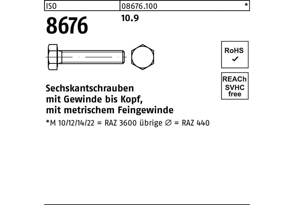 Рейхсканцлер ISO 8676 VG M 20 x 1,5 x 50 10,9