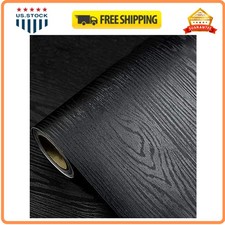 Black Wood Peel and Stick Wallpaper Self Adhesive Vinyl Contact Paper 17.7x118in