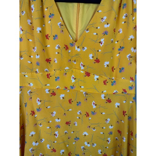 Vestido Madewell 'Beladonna' 100% Seda Amarillo Estampado Floral Manga Corta Talla 10 - Imagen 5 de 7